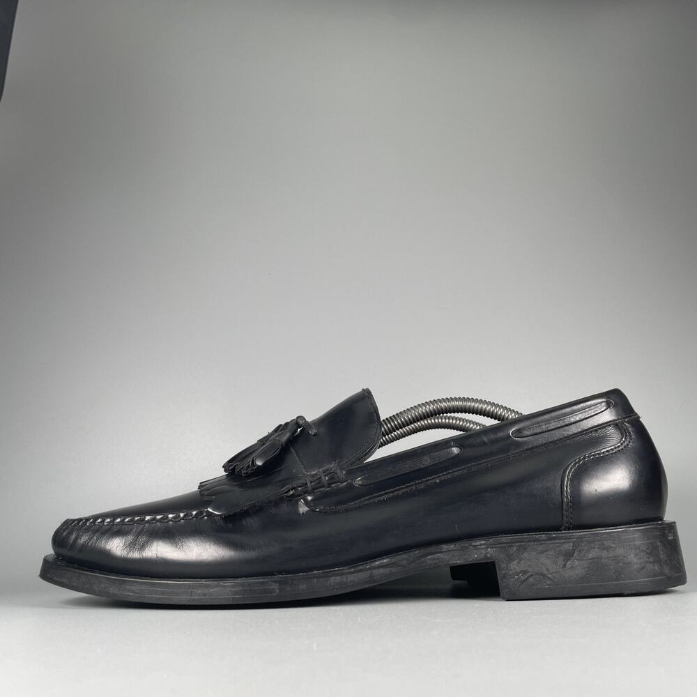 GH Bass & Co. Courier Men's 12 M Black Leather Slip On Tassel Loafer Dress Shoes